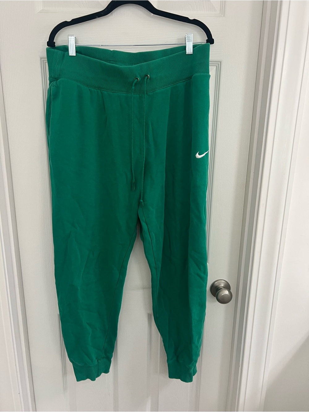 Nike Emerald Green Fleece Joggers with White Swoosh